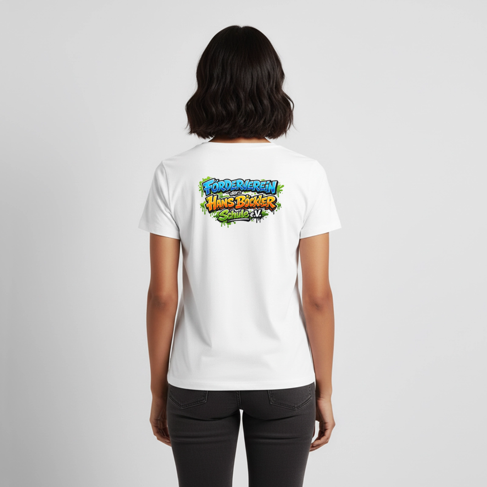 Tshirt Frauen Rückendruck Graffitischrift Förderverein Schule - Weiß
