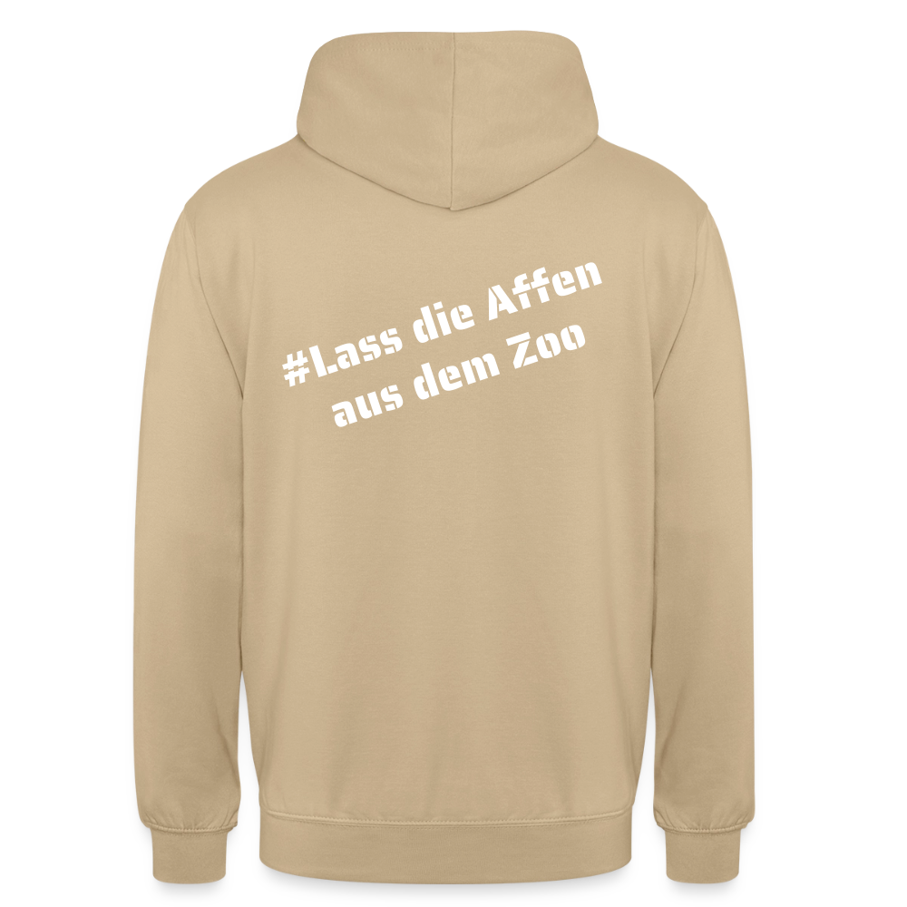 Hoodie Kunde Schule weiße Maske schiefe Schrift - Beige