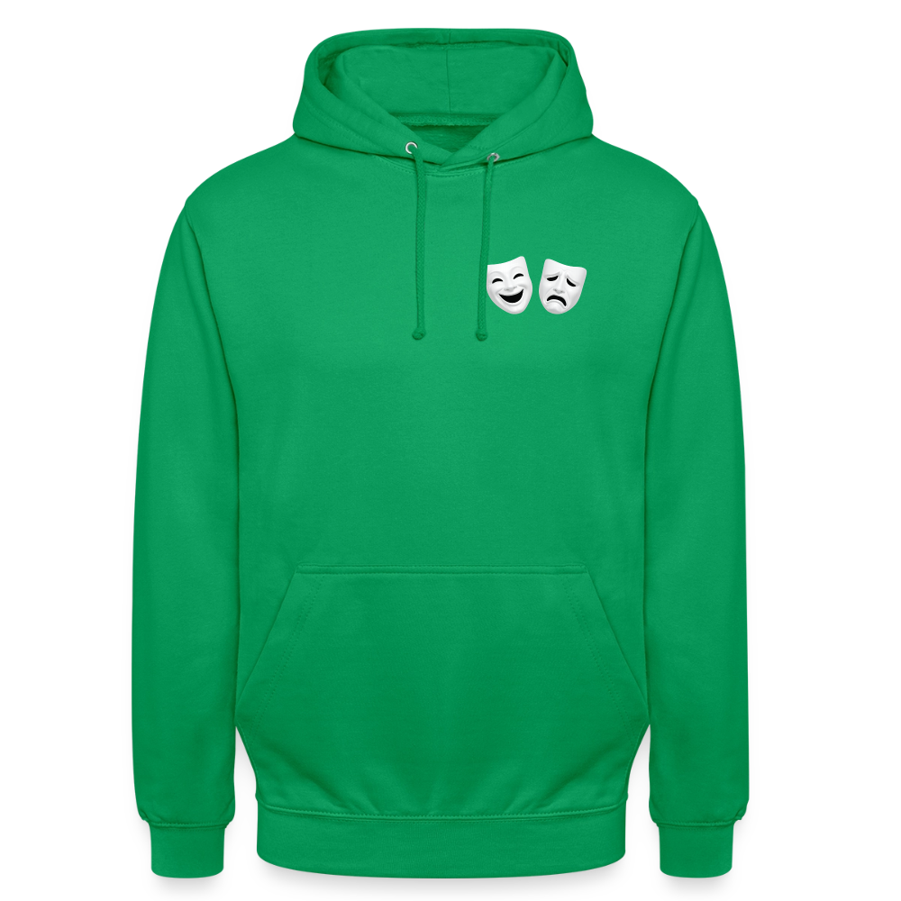 Hoodie Kunde Schule weiße Maske schiefe Schrift - Kelly Green