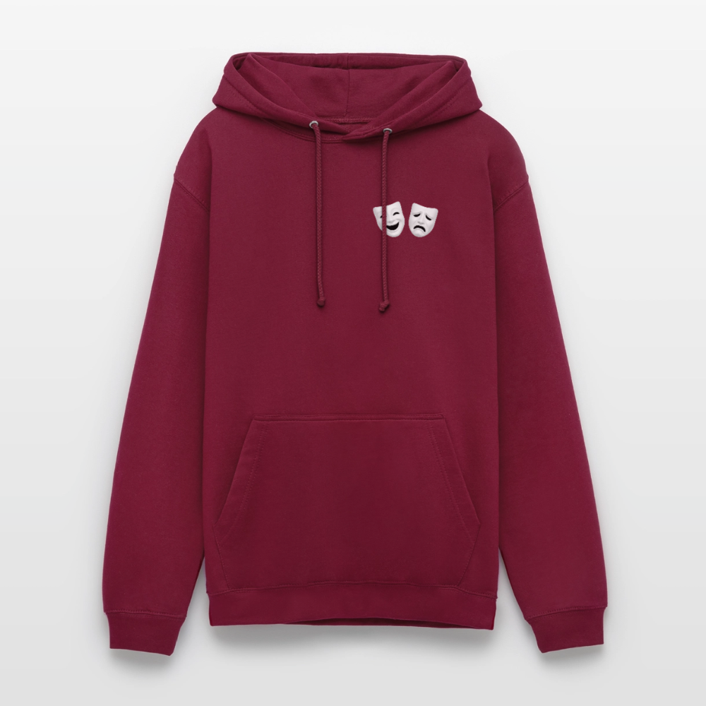 Hoodie Kunde Schule weiße Maske schiefe Schrift - Bordeaux