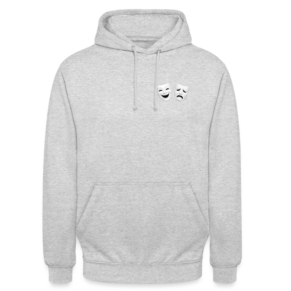 Hoodie Kunde Schule weiße Maske schiefe Schrift - Hellgrau meliert