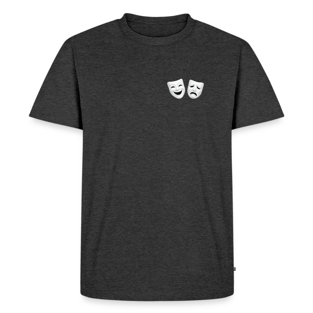 Tshirt Kunde Schule weiße Maske schiefe Schrift - Anthrazit meliert