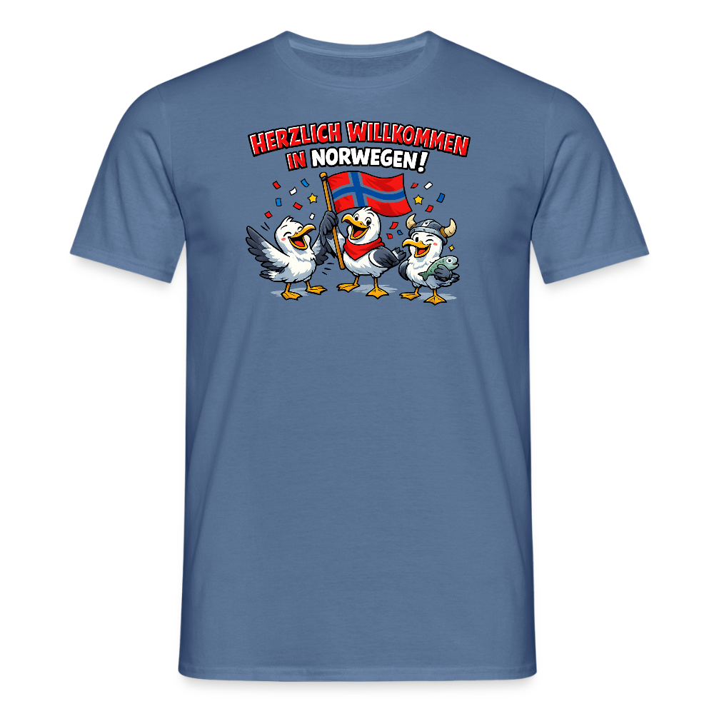 SSW2733 Tshirt Herzlich Willkommen in Norwegen - Taubenblau 