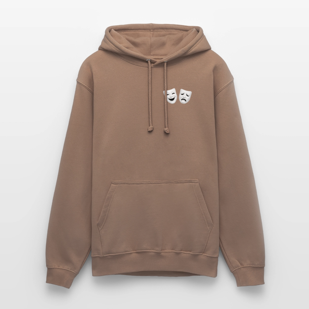 Hoodie Kunde Schule weiße Maske schiefe Schrift - Mokka