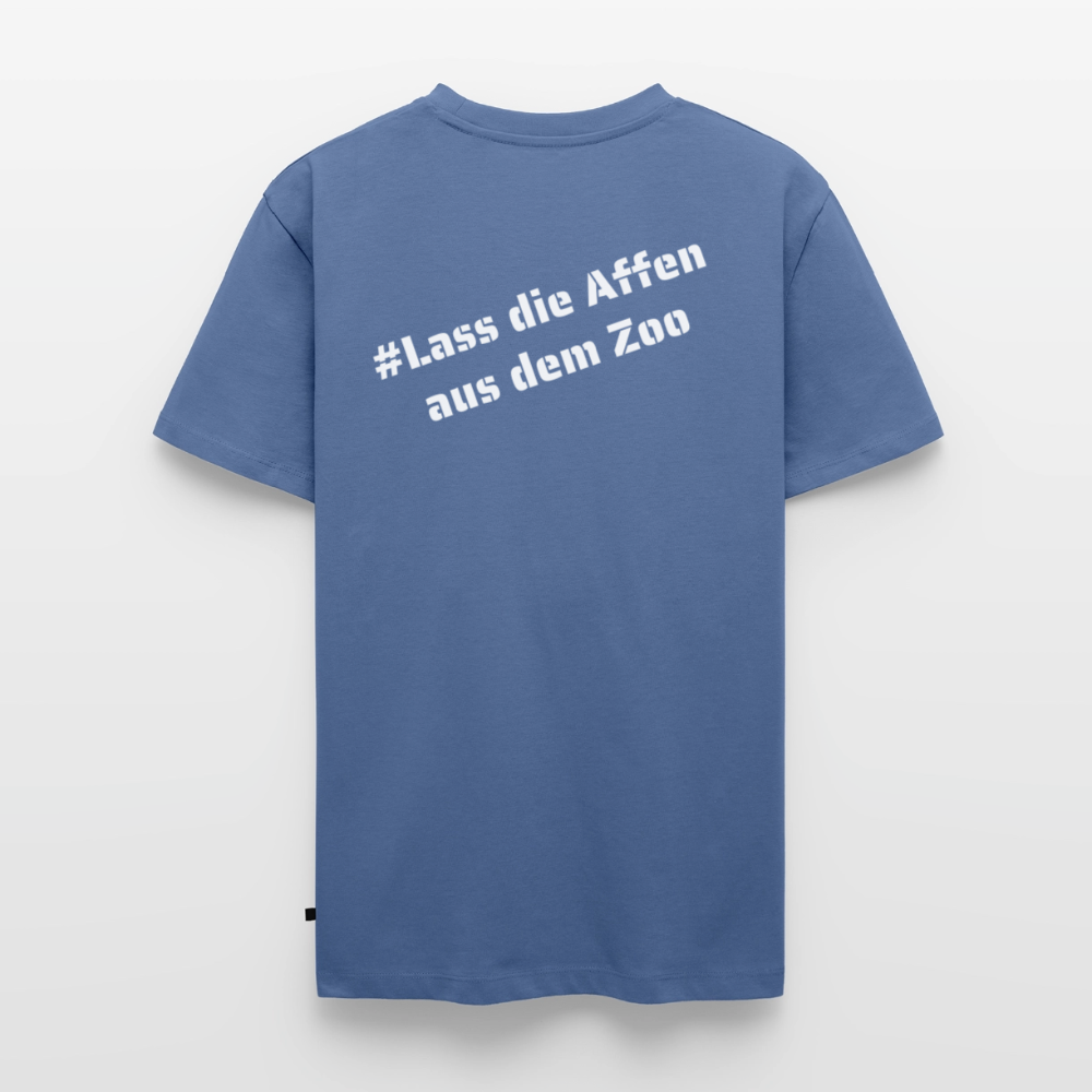 Tshirt Kunde Schule Bunte Maske schiefe Schrift - Taubenblau