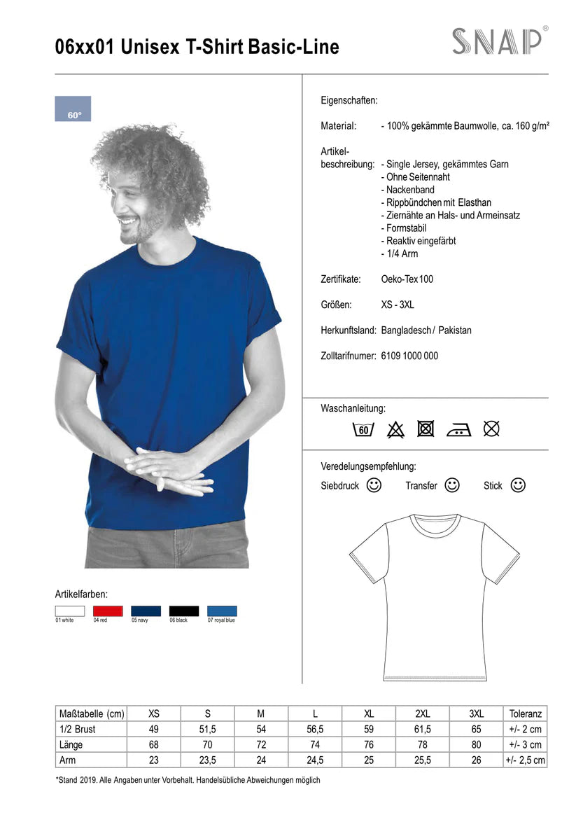 5x SNAP T-Shirt Basic-Line