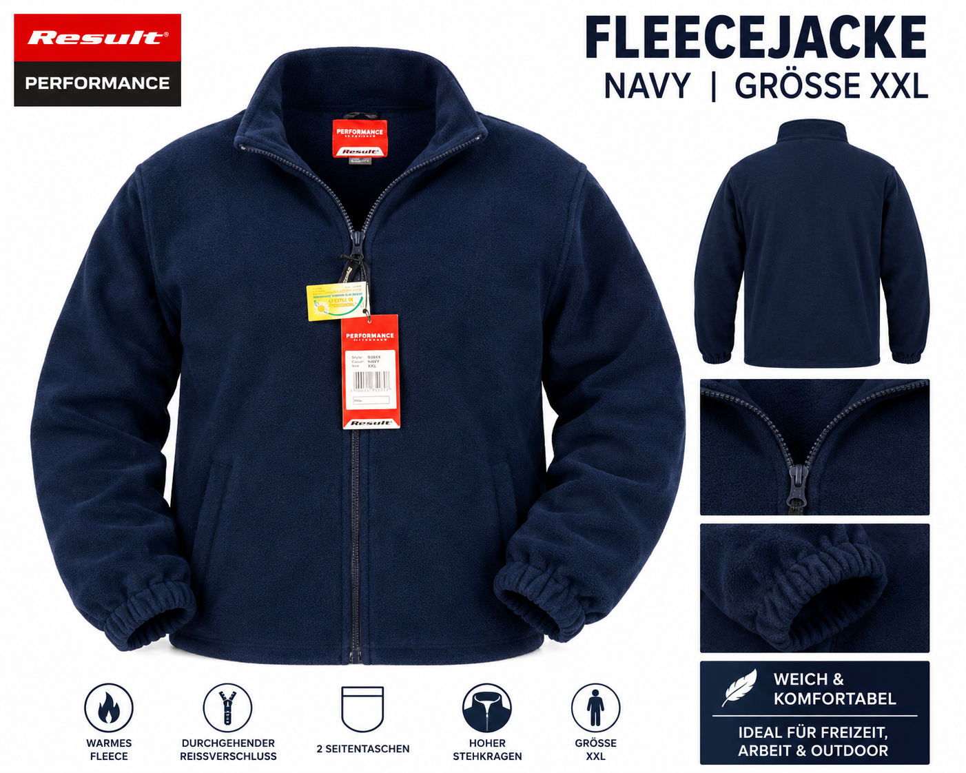 Result Performance Fleecejacke – Navy – Größe XXL