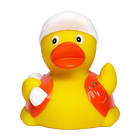 Bade Ente Bauarbeiter