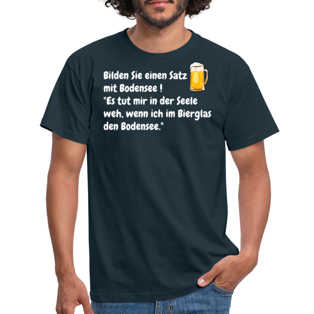 Bilden Sie einen Satz mit Bodensee ! "Es tut mir in der Seele weh, wenn ich im Bierglas den Bodensee." - Navy