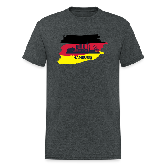 Tshirt Deutschland Hamburg Flagge - Dunkelgrau meliert
