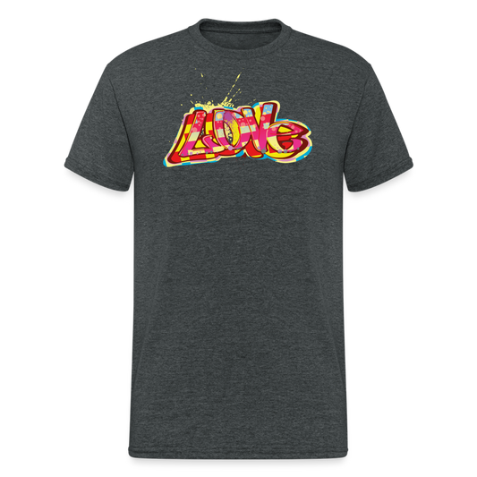 Tshirt LOVE Graffiti - Dunkelgrau meliert