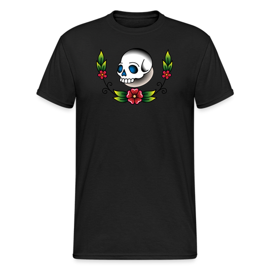Schädel Blume Tattoo - Schwarz
