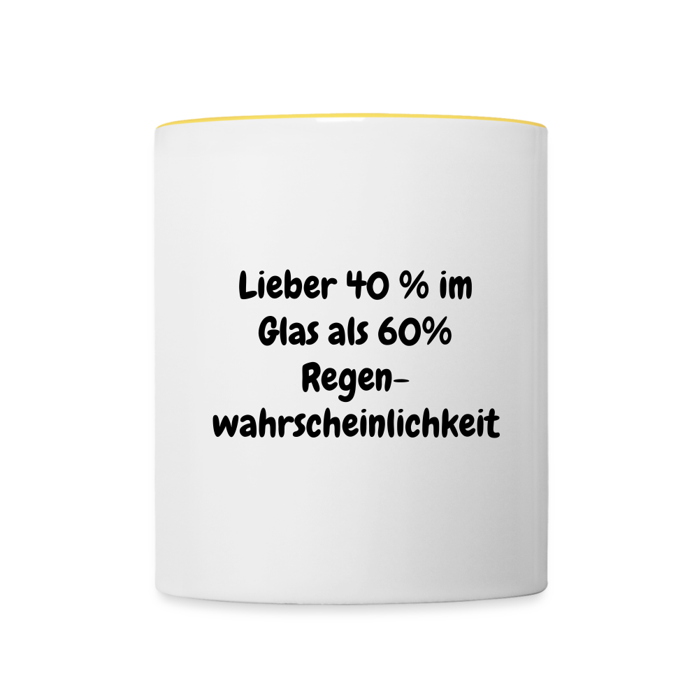 Lieber 40 % im Glas als 60% Regen- wahrscheinlichkeit - Weiß/Gelb