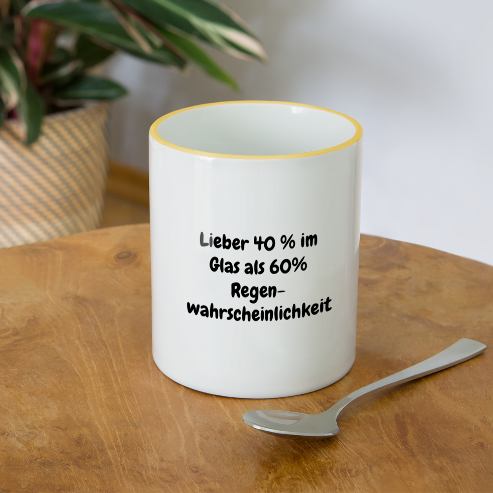 Lieber 40 % im Glas als 60% Regen- wahrscheinlichkeit - Weiß/Gelb