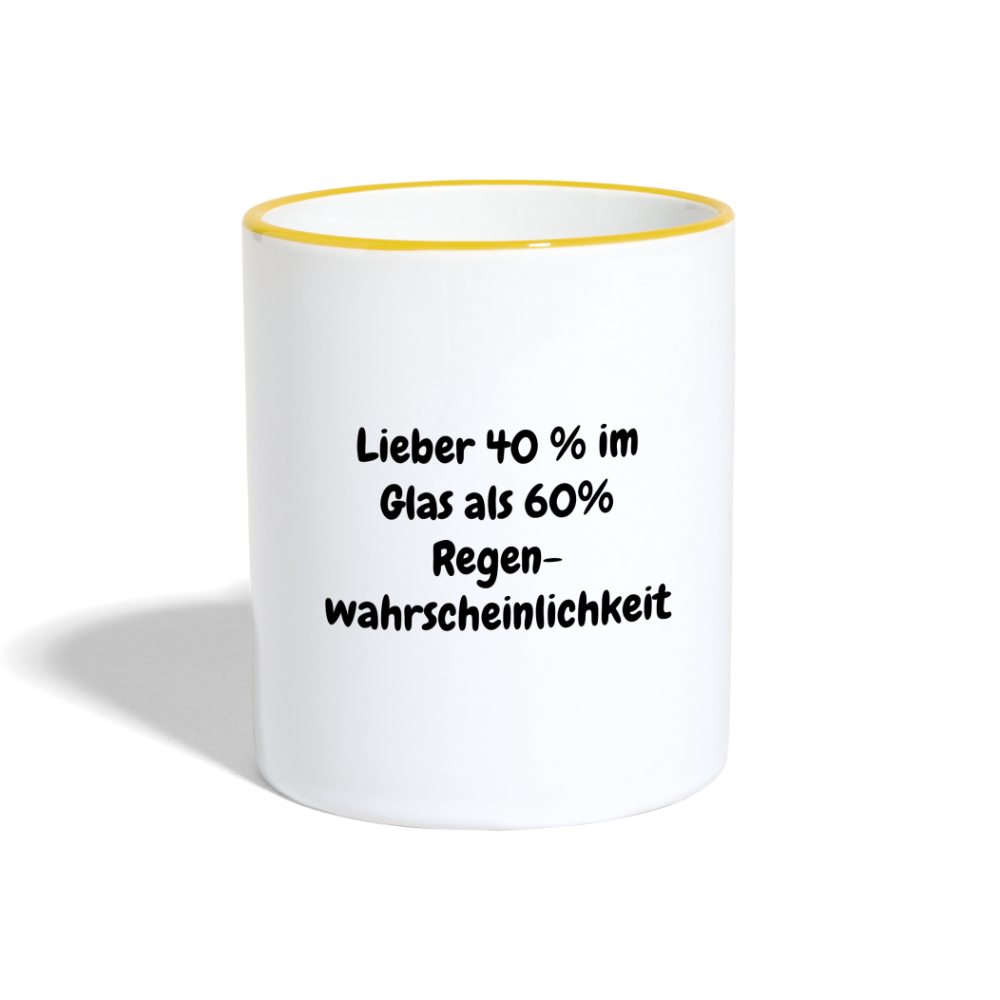 Lieber 40 % im Glas als 60% Regen- wahrscheinlichkeit - Weiß/Gelb