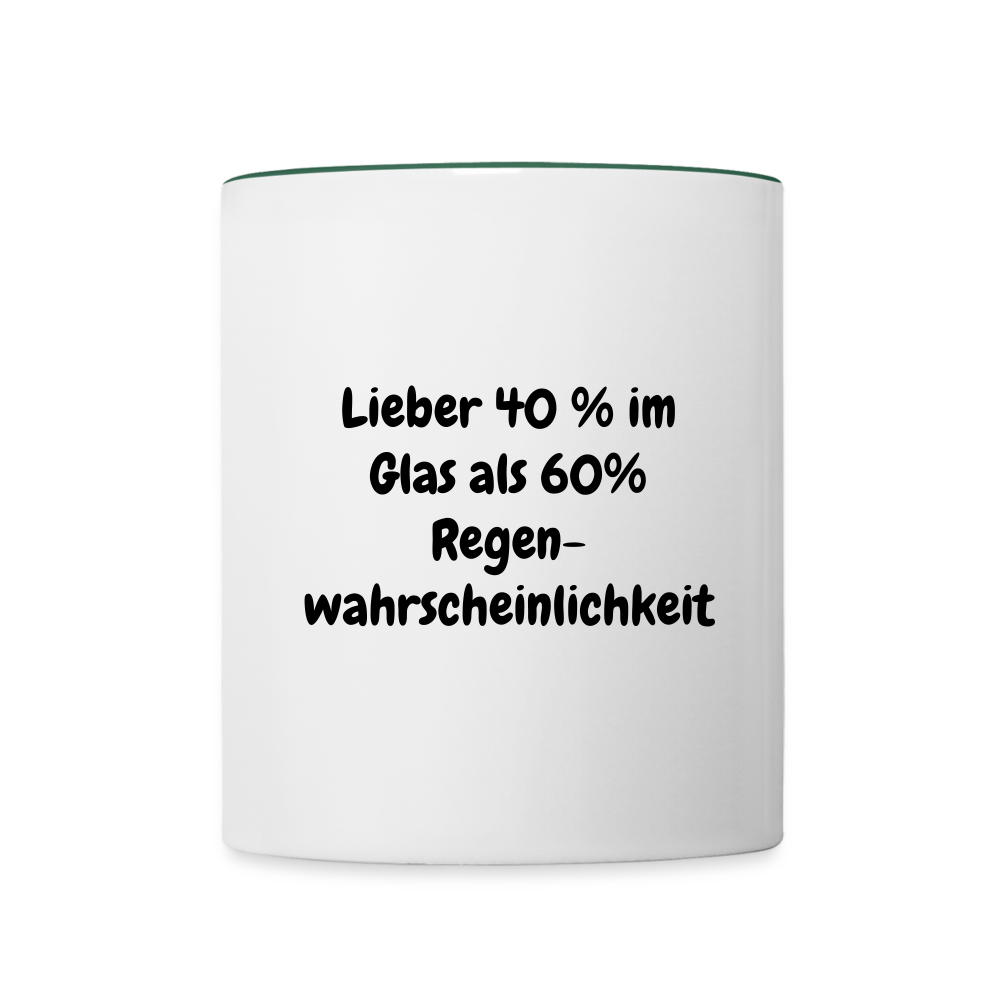 Lieber 40 % im Glas als 60% Regen- wahrscheinlichkeit - Weiß/Dunkelgrün