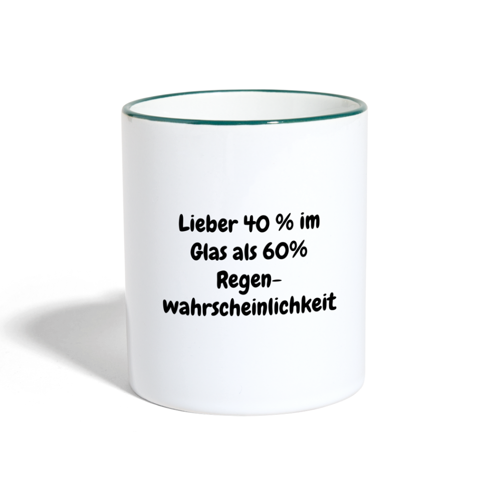 Lieber 40 % im Glas als 60% Regen- wahrscheinlichkeit - Weiß/Dunkelgrün