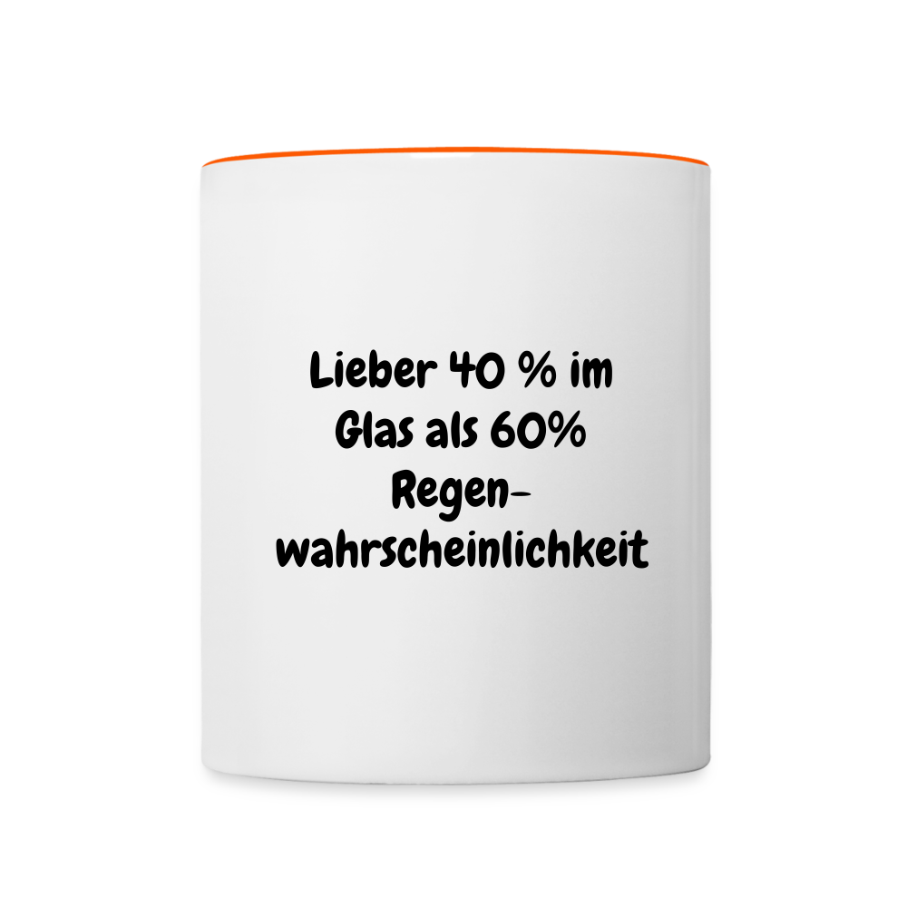 Lieber 40 % im Glas als 60% Regen- wahrscheinlichkeit - Weiß/Orange
