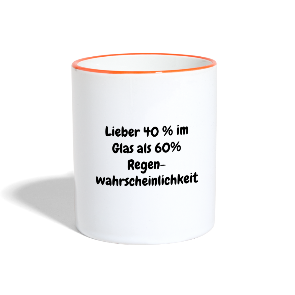 Lieber 40 % im Glas als 60% Regen- wahrscheinlichkeit - Weiß/Orange