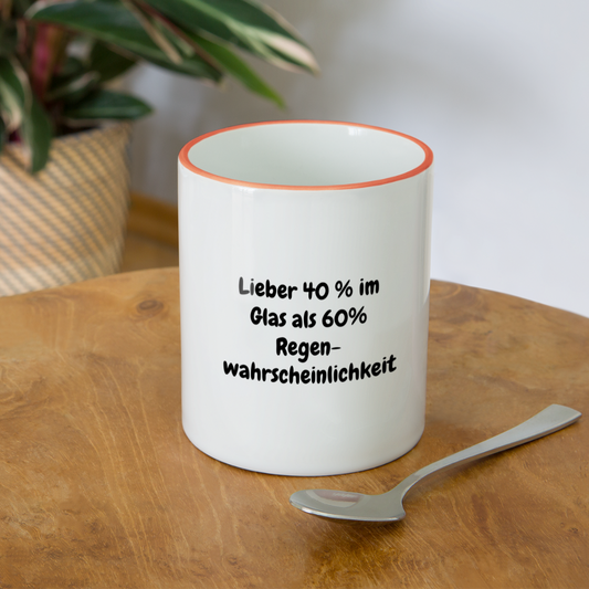 Lieber 40 % im Glas als 60% Regen- wahrscheinlichkeit - Weiß/Orange