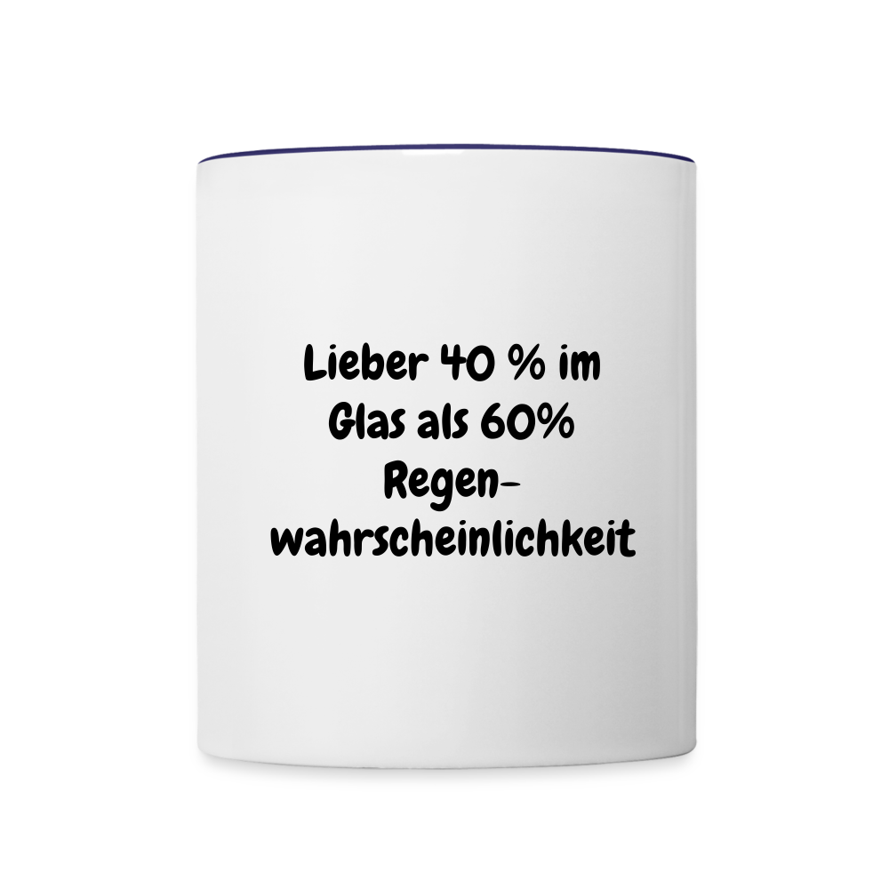 Lieber 40 % im Glas als 60% Regen- wahrscheinlichkeit - Weiß/Kobaltblau