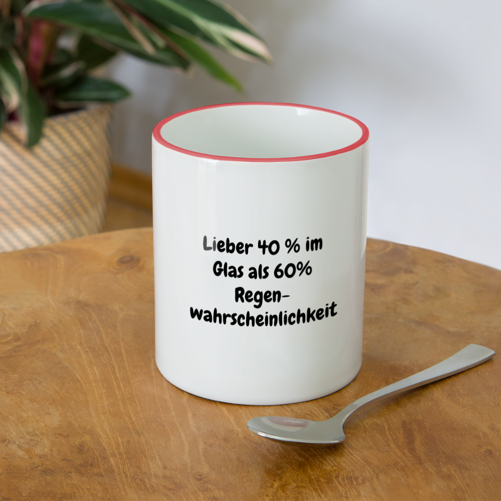 Lieber 40 % im Glas als 60% Regen- wahrscheinlichkeit - Weiß/Rot