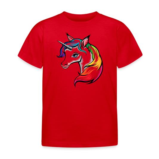 Kinder T-Shirt Regenbogen Einhorn - Rot