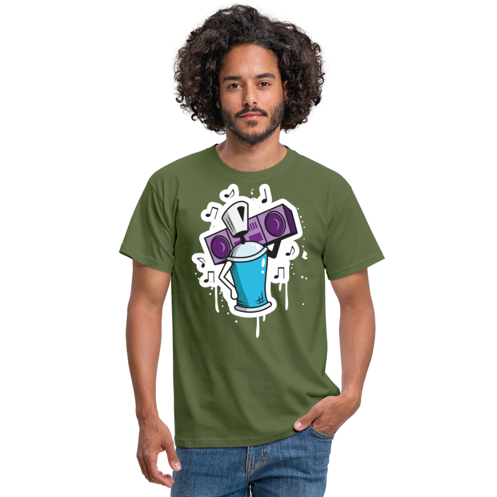 Tshirt Graffiti Ghetto Blaster - Militärgrün