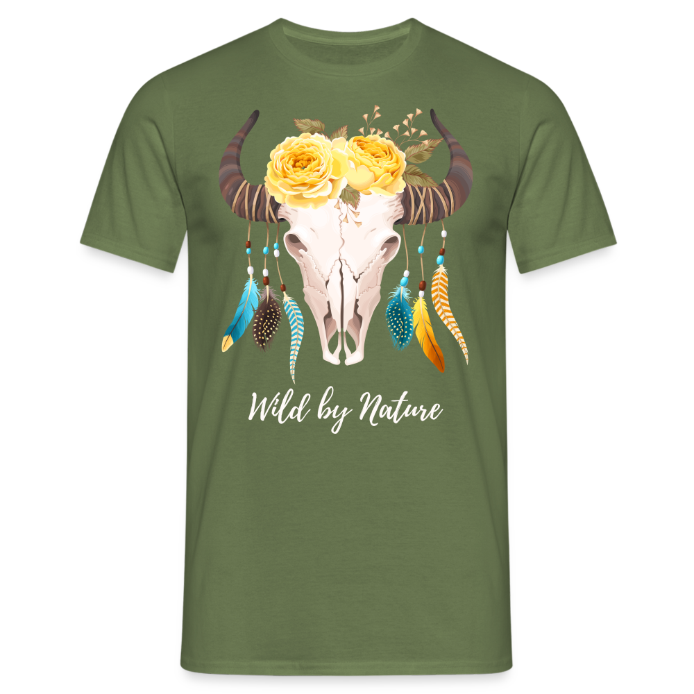 SSW1383 Tshirt Wild von Natur aus Schädel - Militärgrün