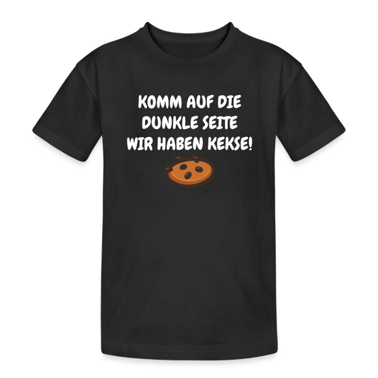 SSW1595 Kinder Tshirt KOMM AUF DIE DUNKLE SEITE WIR HABEN KEKSE! - Schwarz