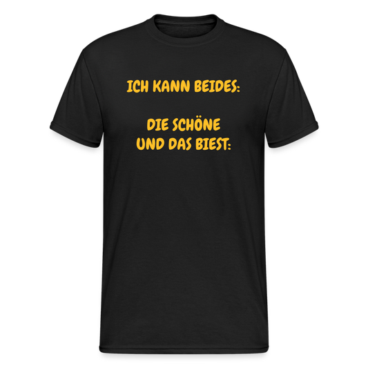 SSW375 Männer Tshirt ICH KANN BEIDES:  DIE SCHÖNE UND DAS BIEST: - Schwarz