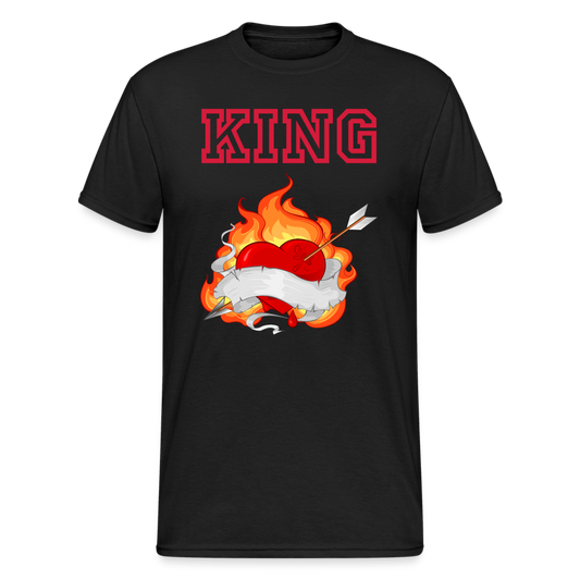 SSW1732 Tshirt KING Flamme und Pfeil Herz Tattoo - Schwarz