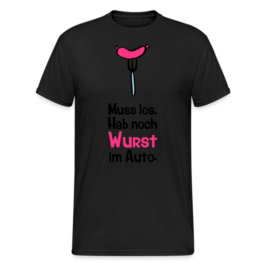 SSW1737 Tshirt Wurst im Auto - Schwarz