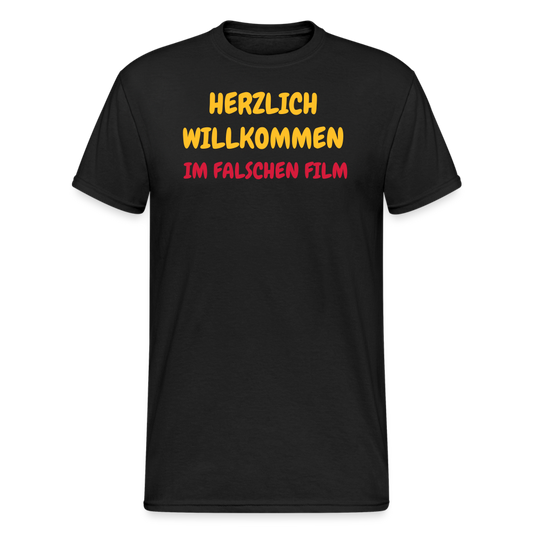 SSW1828 Tshirt HERZLICH WILLKOMMEN IM FALSCHEN FILM - Schwarz