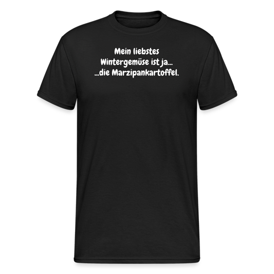 SSW1852 Tshirt Mein liebstes Wintergemüse ist ja... ...die Marzipankartoffel. - Schwarz