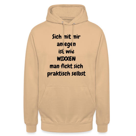 SSW1903 Hoodie Sich mit mir anlegen ist wie WIXXEN man fickt sich praktisch selbst - Beige