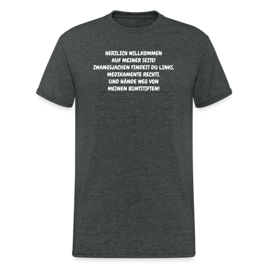 SSW1905 Tshirt HERZLICH WILLKOMMEN AUF MEINER SEITE! - Dunkelgrau meliert