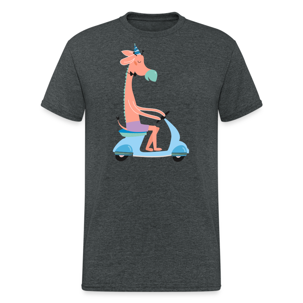SSW2066 Tshirt Giraffe auf einem Roller - Dunkelgrau meliert