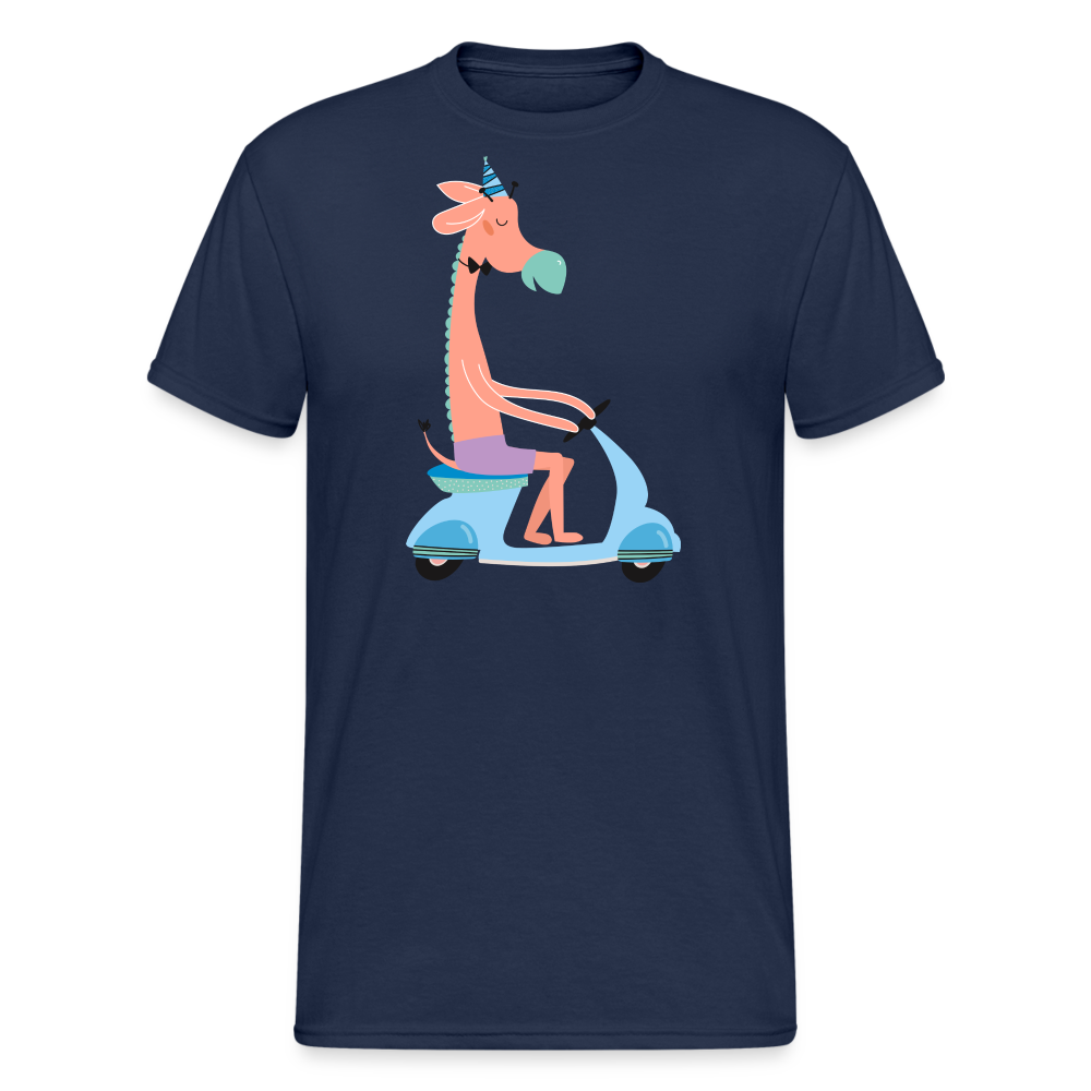SSW2066 Tshirt Giraffe auf einem Roller - Navy