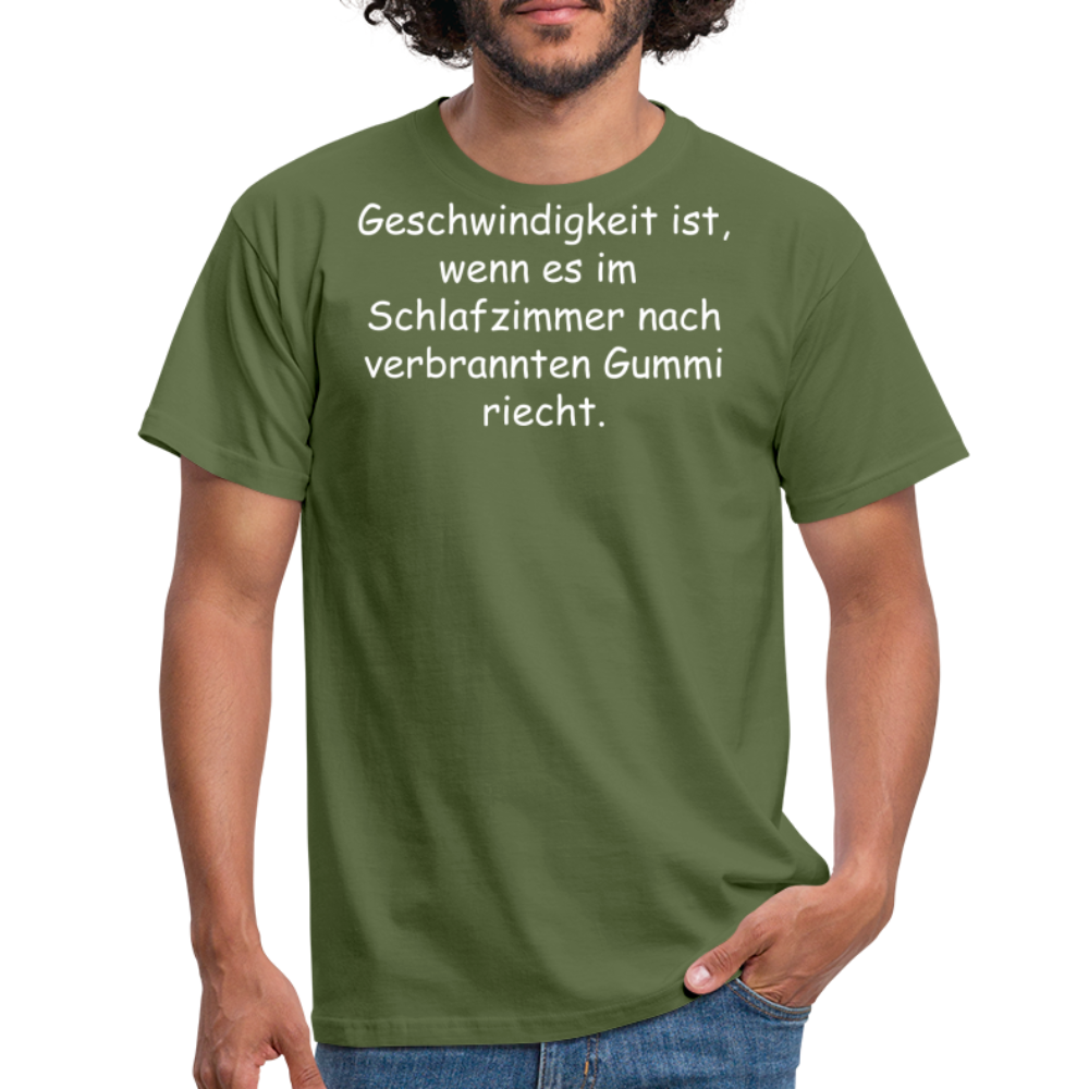 Geschwindigkeit ist, wenn es im  Schlafzimmer nach verbrannten Gummi riecht. - Militärgrün
