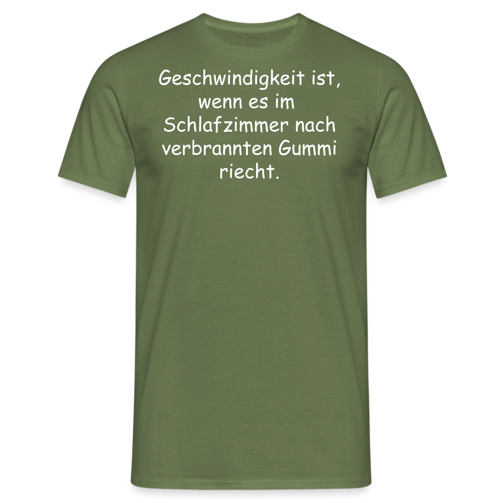 Geschwindigkeit ist, wenn es im  Schlafzimmer nach verbrannten Gummi riecht. - Militärgrün