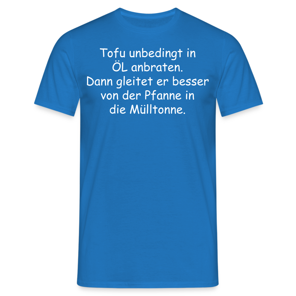 Tofu unbedingt in ÖL anbraten. Dann gleitet er besser von der Pfanne in die Mülltonne. - Royalblau