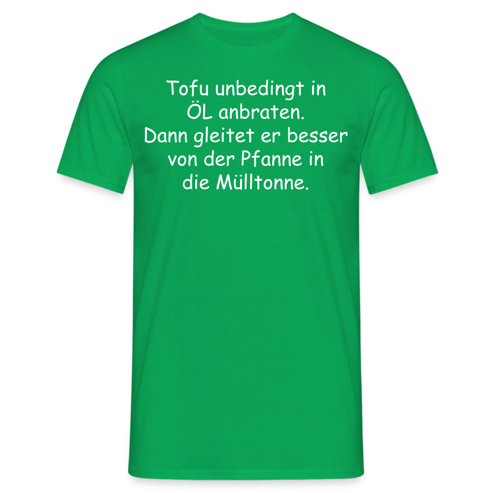 Tofu unbedingt in ÖL anbraten. Dann gleitet er besser von der Pfanne in die Mülltonne. - Kelly Green