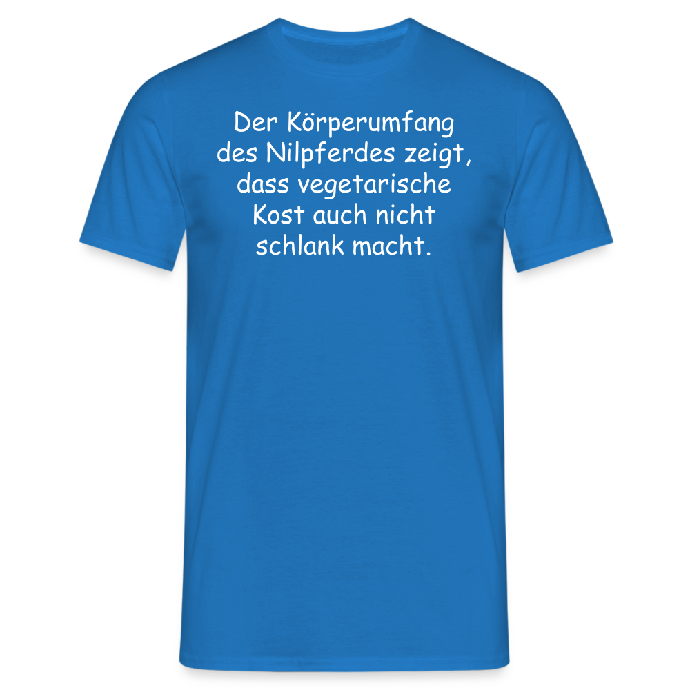 Der Körperumfang des Nilpferdes zeigt, dass vegetarische Kost auch nicht schlank macht. - Royalblau