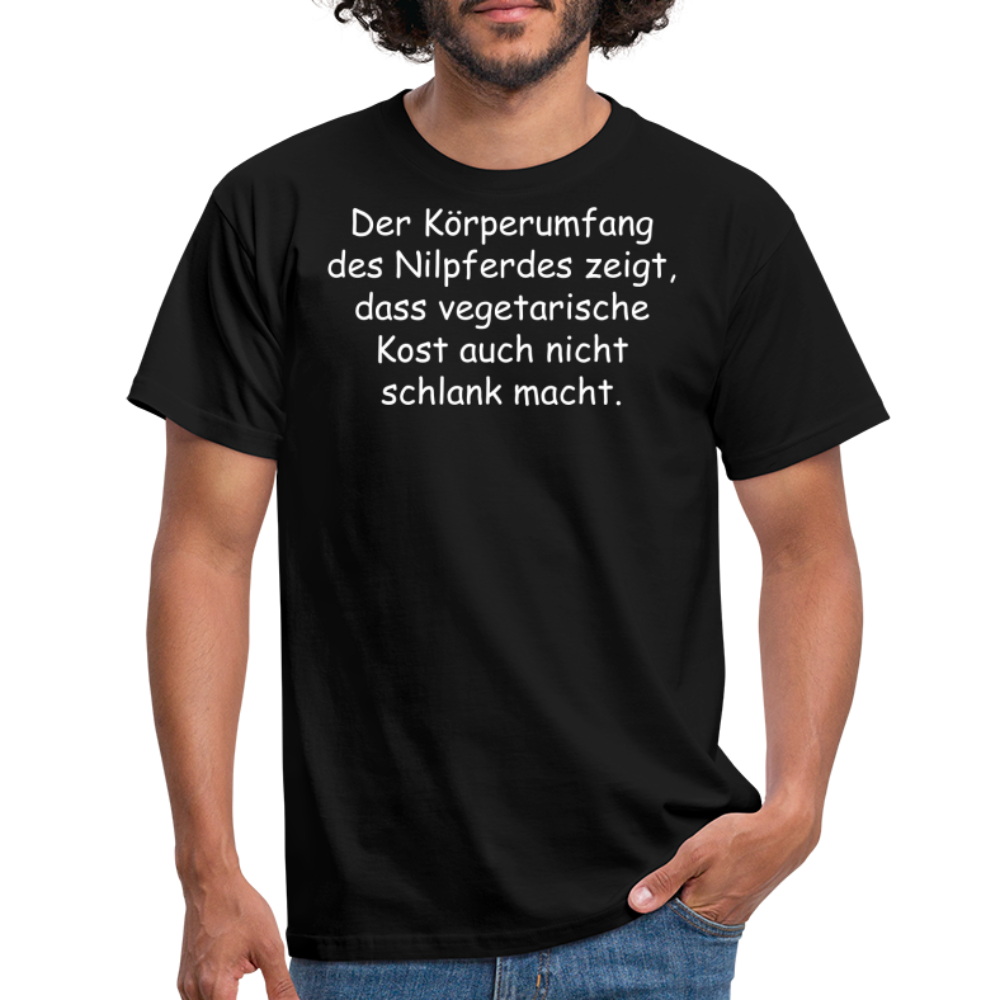 Der Körperumfang des Nilpferdes zeigt, dass vegetarische Kost auch nicht schlank macht. - Schwarz