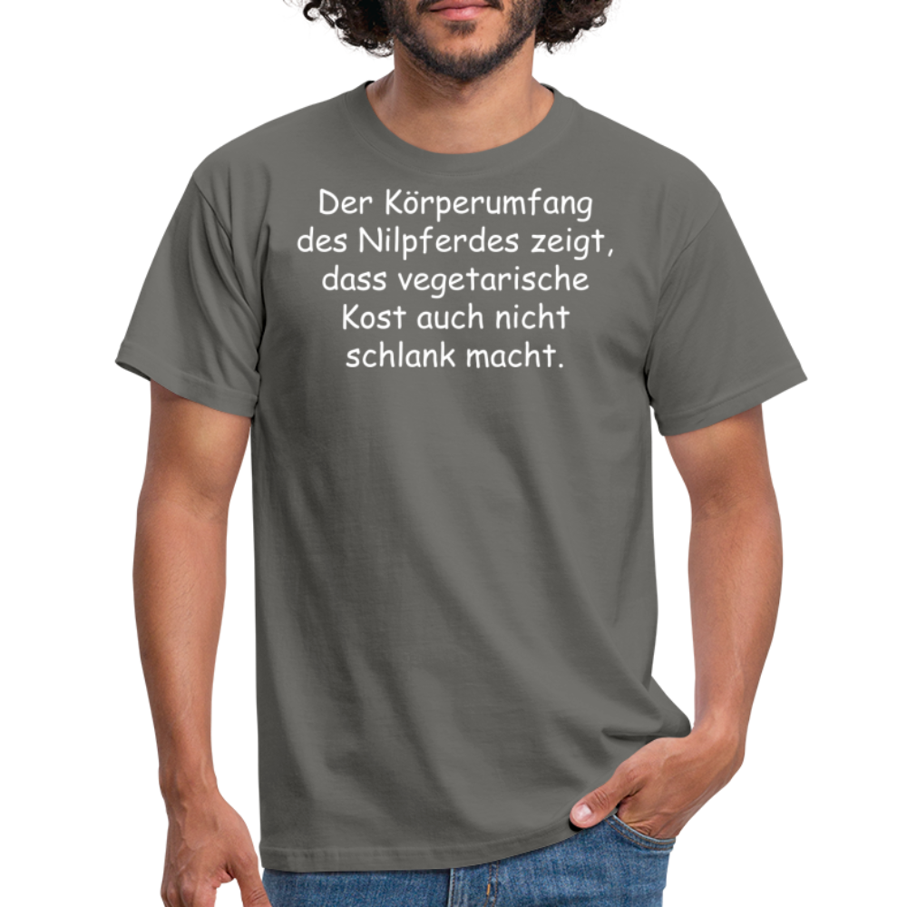 Der Körperumfang des Nilpferdes zeigt, dass vegetarische Kost auch nicht schlank macht. - Graphit
