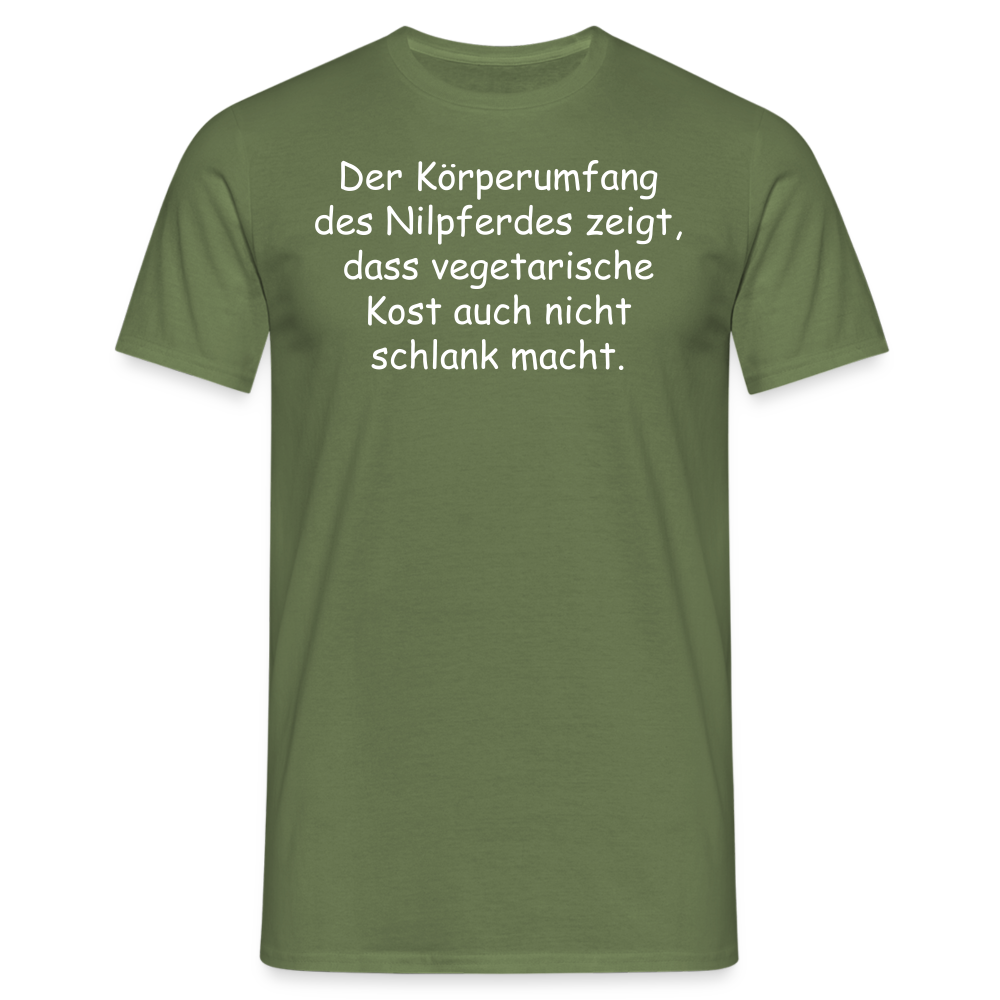 Der Körperumfang des Nilpferdes zeigt, dass vegetarische Kost auch nicht schlank macht. - Militärgrün