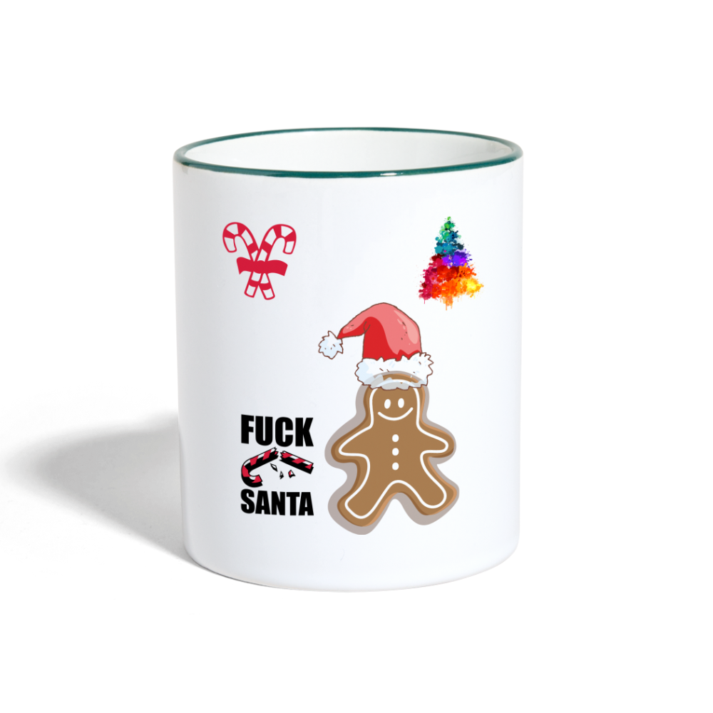 Tasse zweifarbig Fuck Santa - Weiß/Dunkelgrün