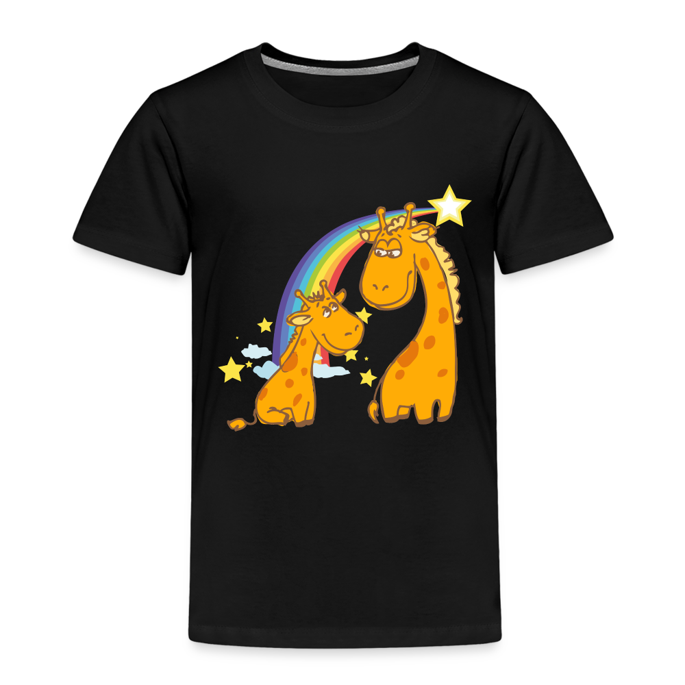 Kinder Premium T-Shirt Regenbogen Giraffe - Schwarz
