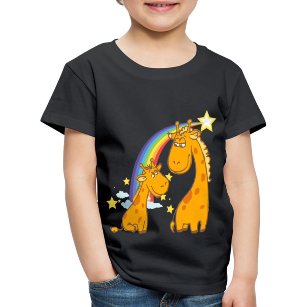 Kinder Premium T-Shirt Regenbogen Giraffe - Schwarz